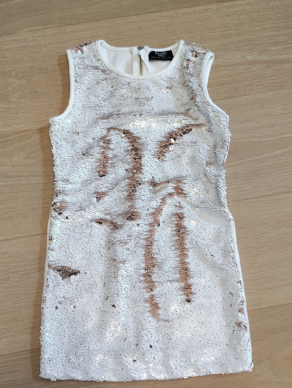 Girls' Sequin Party Dress - White & Rose Gold